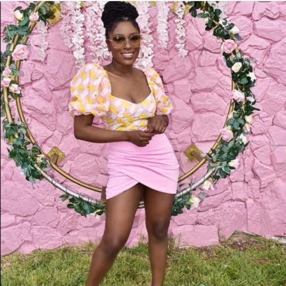 New Zara Poplin Floral Embroidery Barbie Pink Geo Print Bodysuit/Top NWT Small - Picture 7 of 17